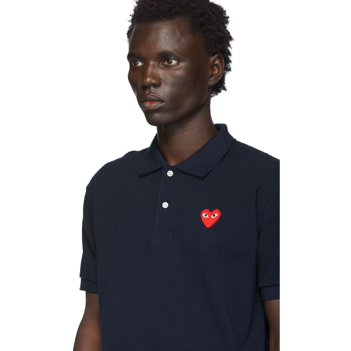 Comme Des Garcons CDG Play Red Emblem Polo Navy