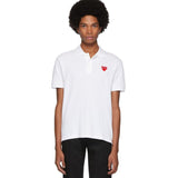 Comme Des Garcons CDG Play Red Emblem Polo White