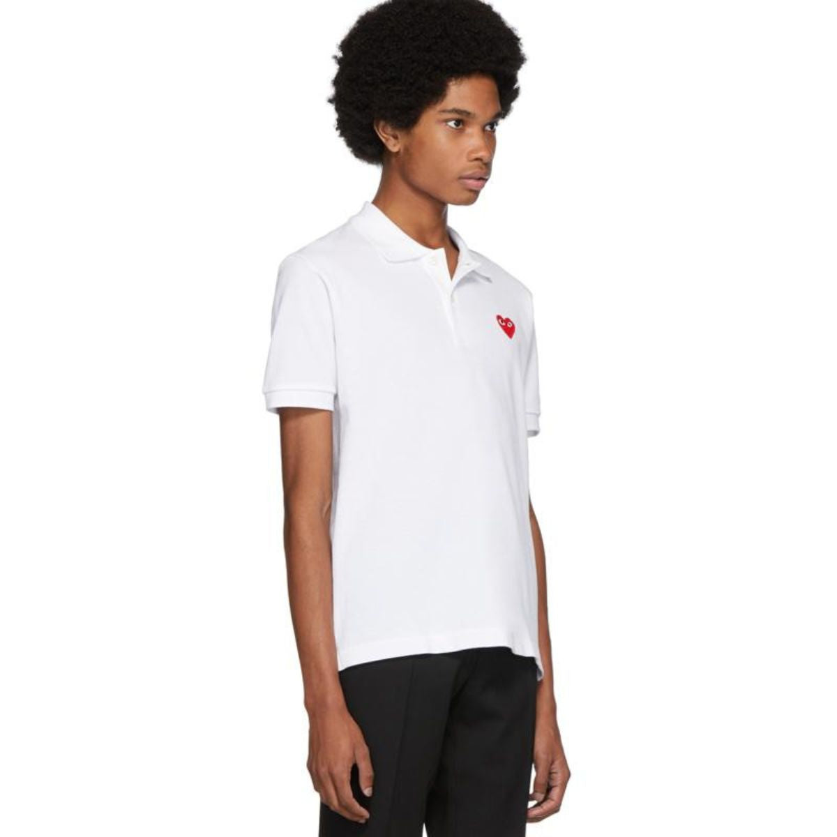 Comme Des Garcons CDG Play Red Emblem Polo White