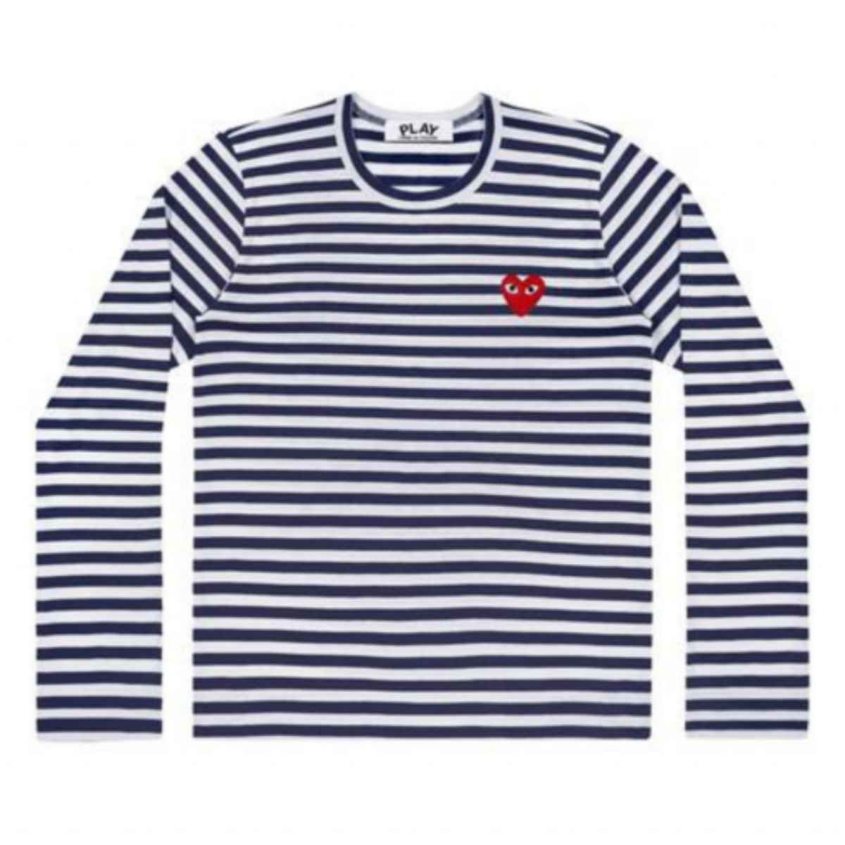 Comme Des Garcons Play Striped Long Sleeve T-shirt Navy