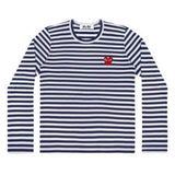 Comme Des Garcons Play Striped Long Sleeve T-shirt Navy