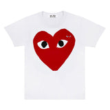 Comme Des Garcons Red Heart Print & Emblem White T-shirt