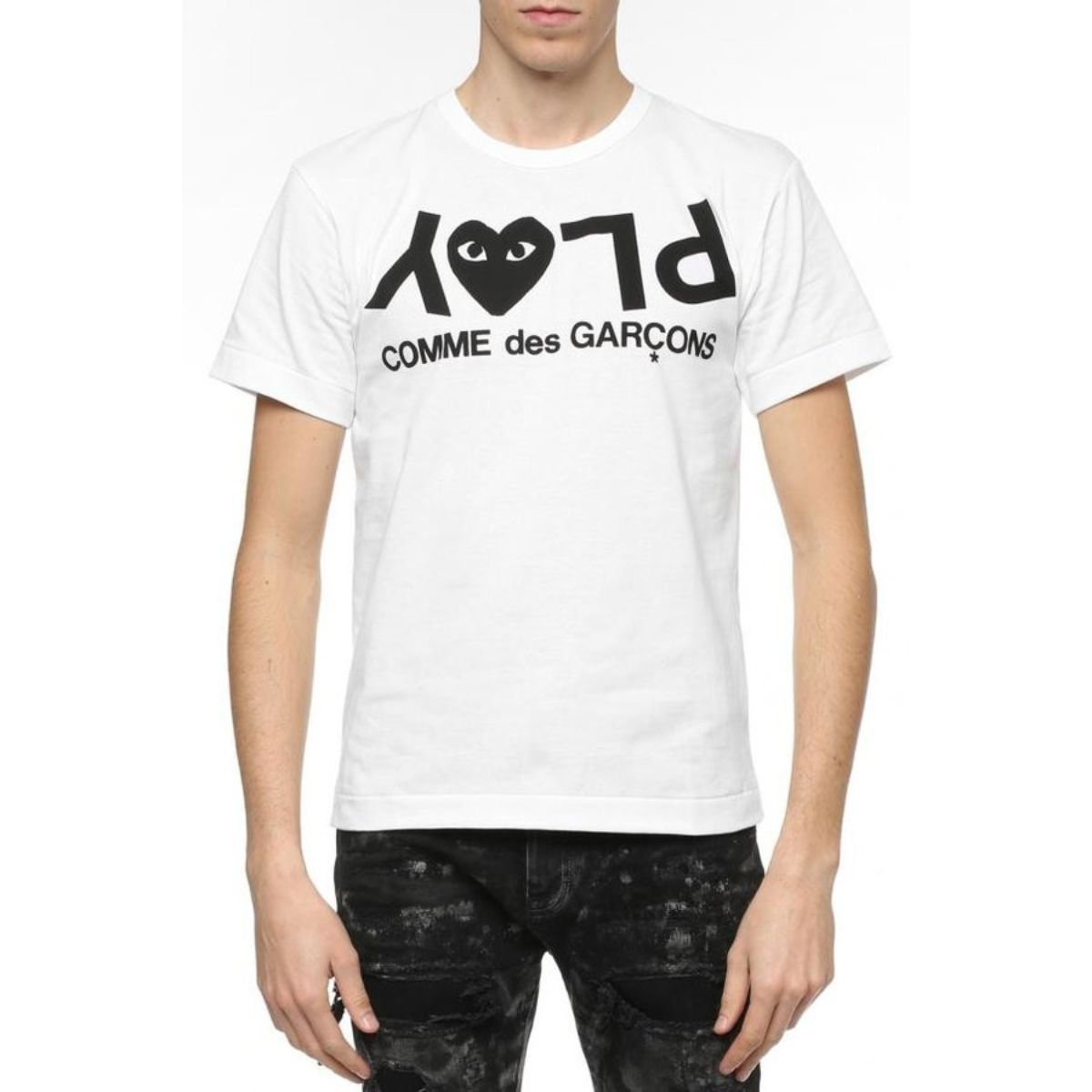 Comme Des Garcons Play Word White T-shirt ( A Heart ) Men