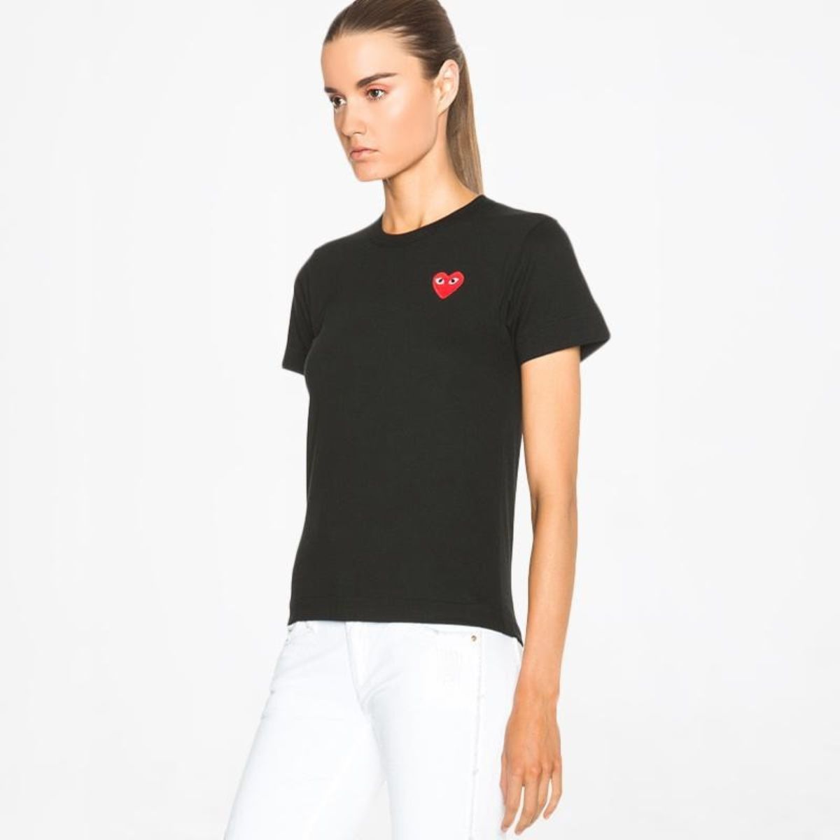 Comme Des Garcons CDG Play Red Emblem Black T-Shirt