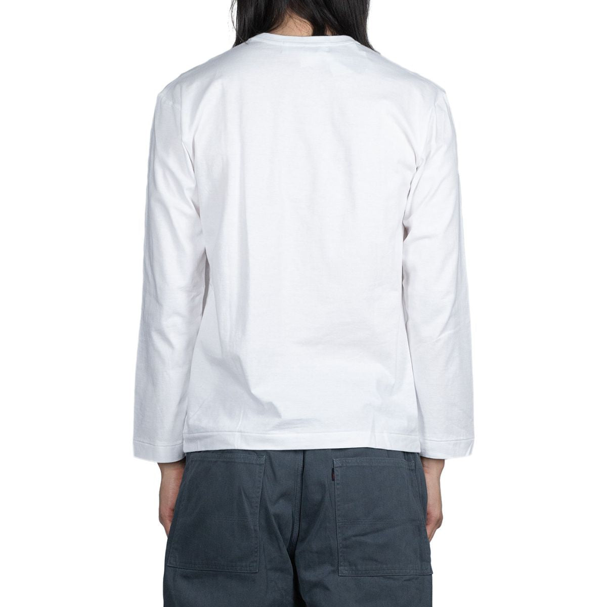 Comme Des Garcons Red Emblem Long Sleeve T-shirt White