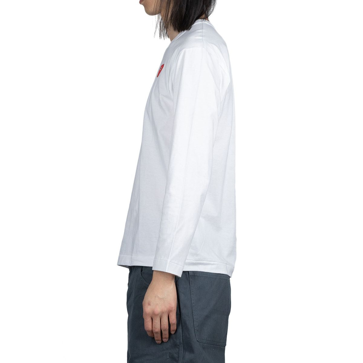 Comme Des Garcons Red Emblem Long Sleeve T-shirt White