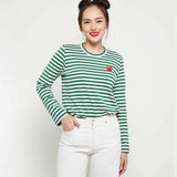 Comme Des Garcons CDG Play Striped Long Sleeve T-shirt Green