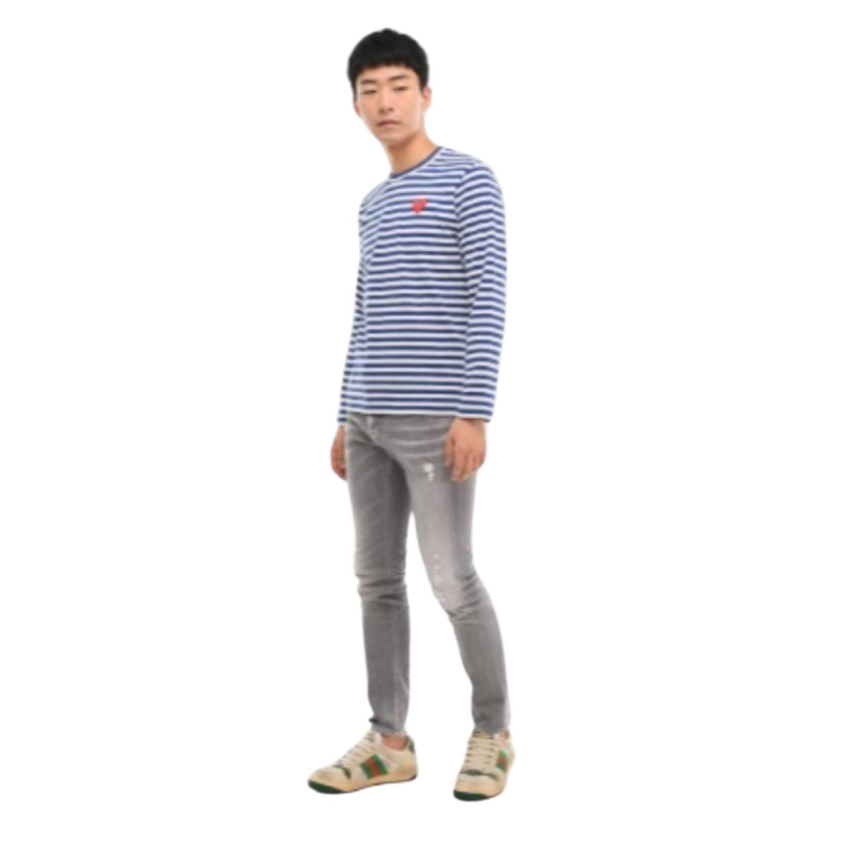 Comme Des Garcons Royal Blue Stripes long Sleeve T-Shirt