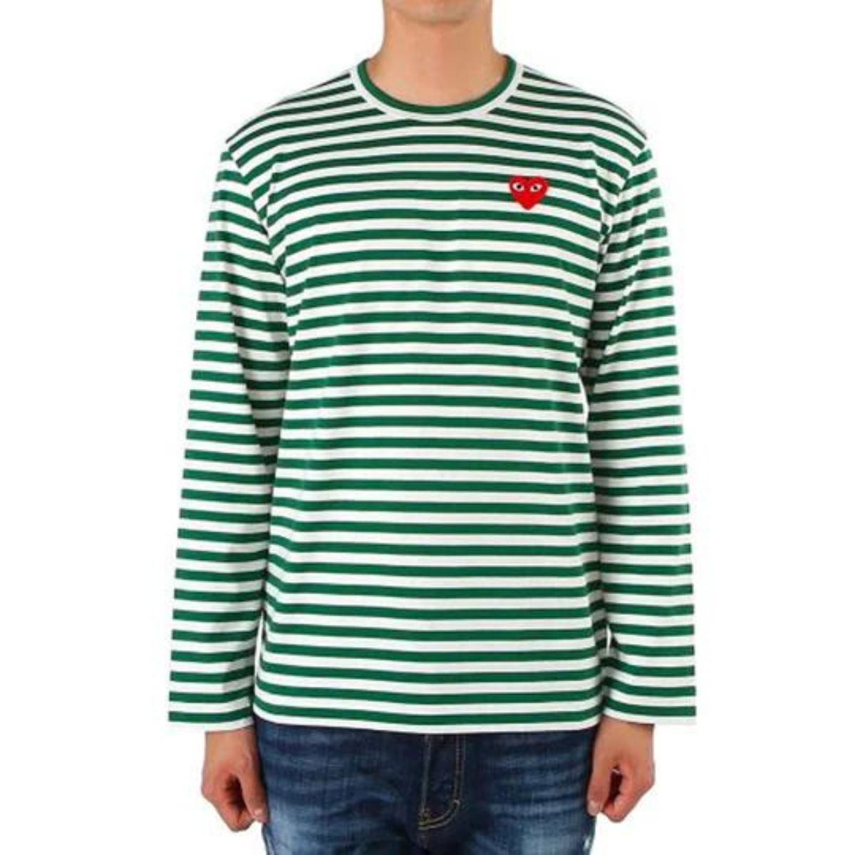 Comme Des Garcons CDG Play Striped Long Sleeve T-shirt Green