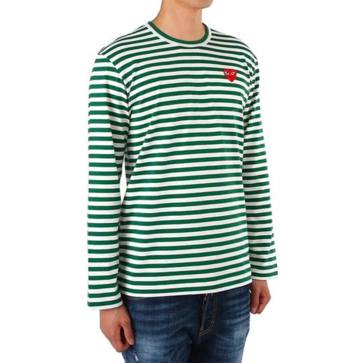 Comme Des Garcons CDG Play Striped Long Sleeve T-shirt Green