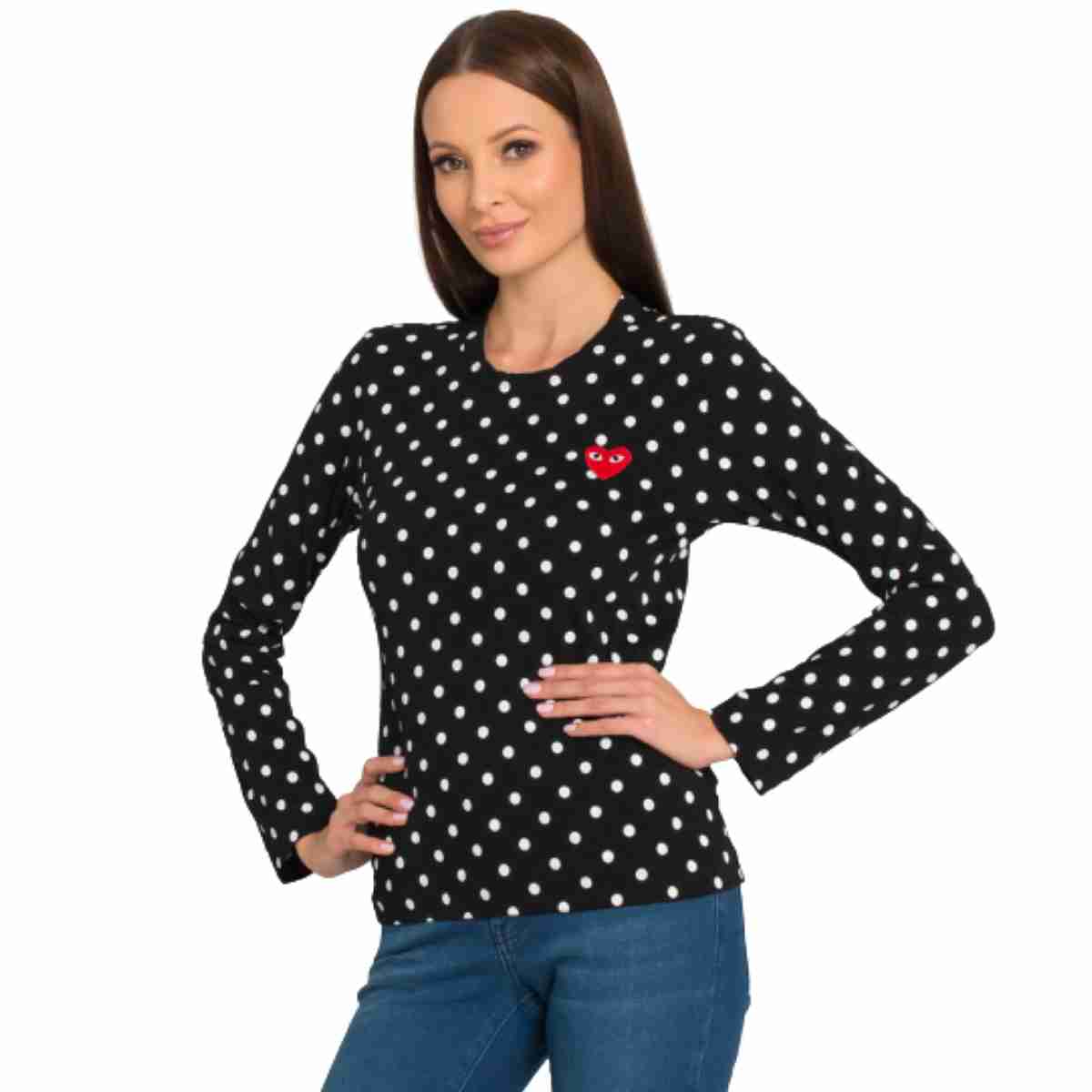 Comme Des Garcons Play Polkadot Long Sleeve T-shirt Women