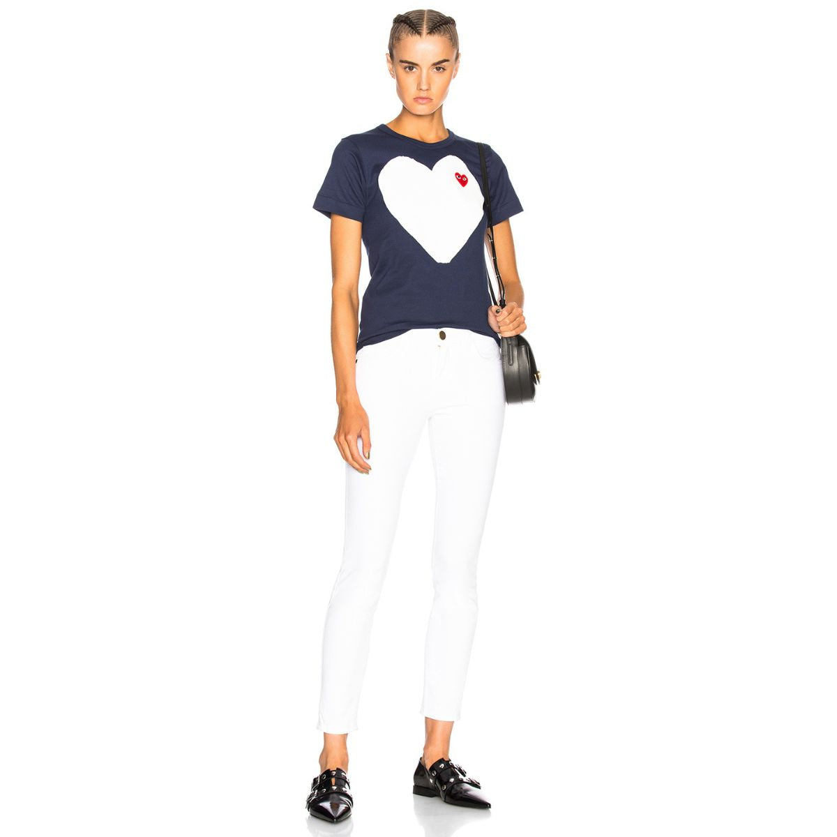 Comme Des Garcons CDG Play White Heart Navy T-shirt