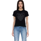 Comme Des Garcons Black Heart Print Black T-shirt Women