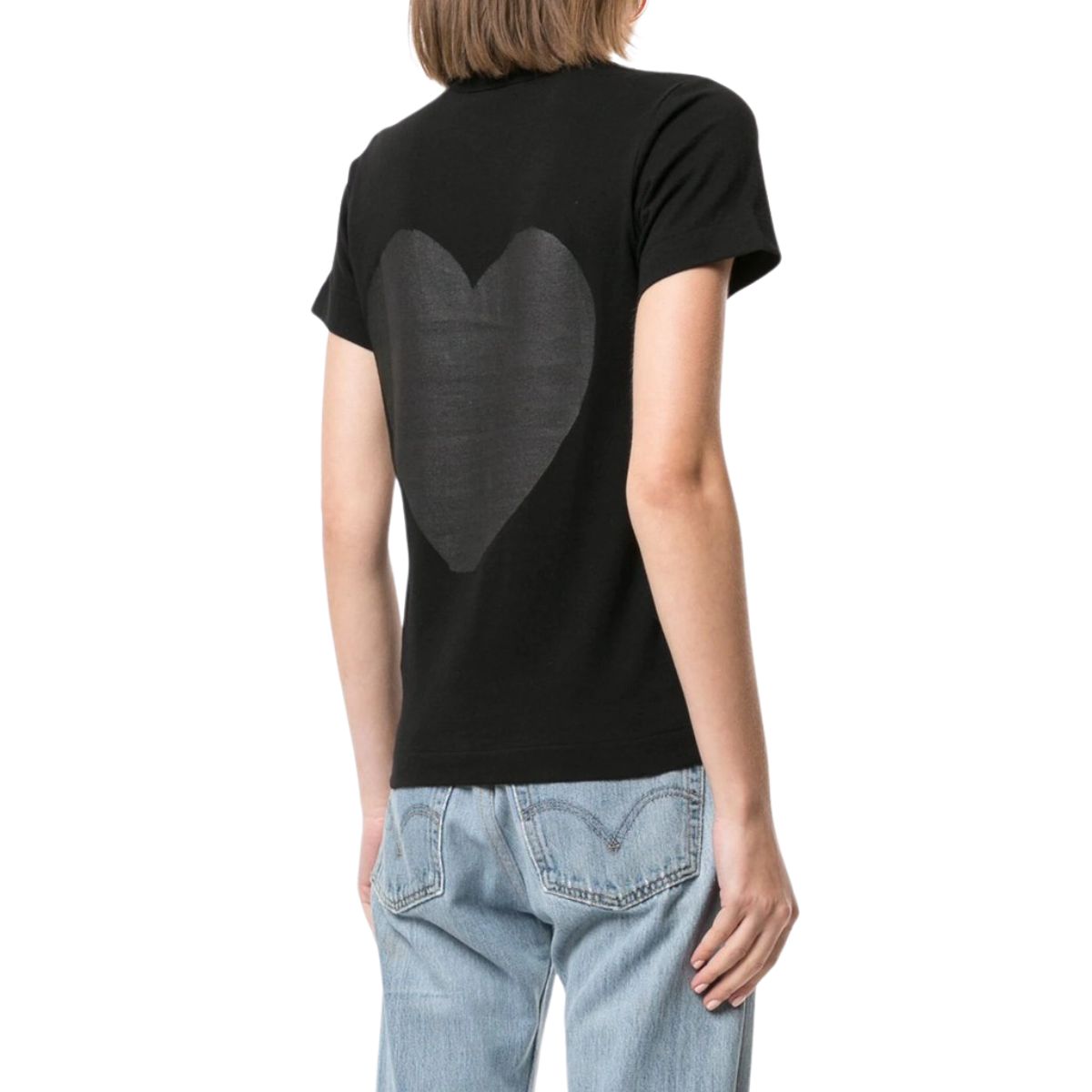 Comme Des Garcons Black Heart Print Black T-shirt Women