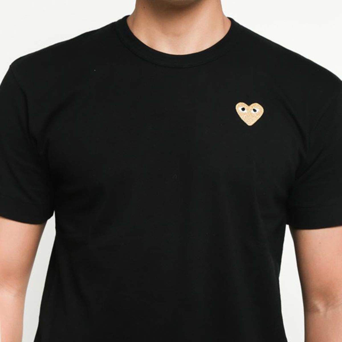 Comme Des Garcons CDG Play Gold Emblem Black T-shirt