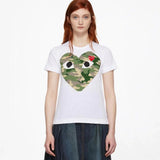 Comme Des Garcons Camo Heart White T-shirt Women