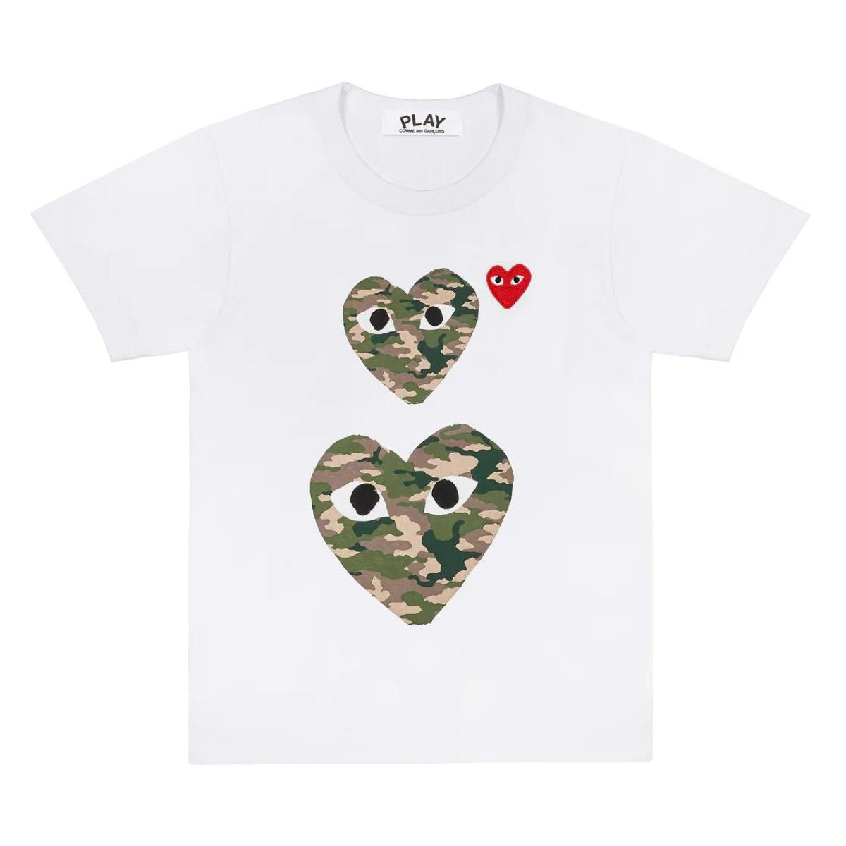 Comme Des Garcons Double Camo Heart White T-shirt Women