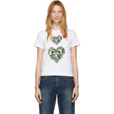 Comme Des Garcons Double Camo Heart White T-shirt Women