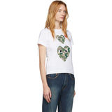 Comme Des Garcons Double Camo Heart White T-shirt Women