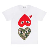 Comme Des Garcons Camo With Upside Down Heart White T-shirt Women