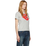 Comme Des Garcons Red Print Heart Grey T-shirt Women