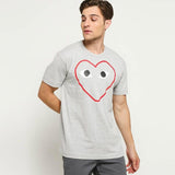 Comme Des Garcons 3D Red Heart Grey T-shirt Men