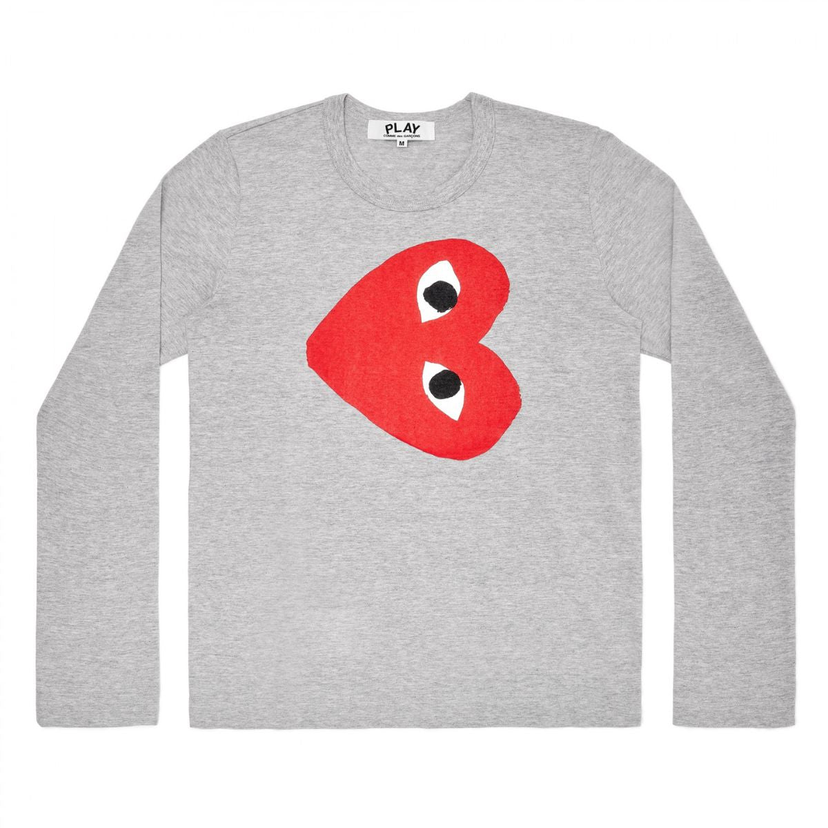 Comme Des Garcons Red Print Heart Grey Long Sleeve T-Shirt