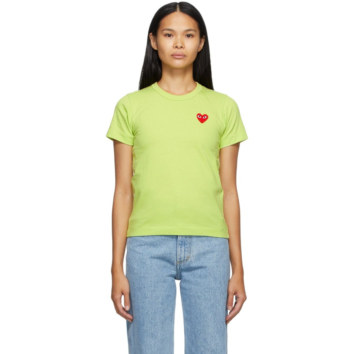 Comme Des Garcons Play Red Emblem T-shirt Green