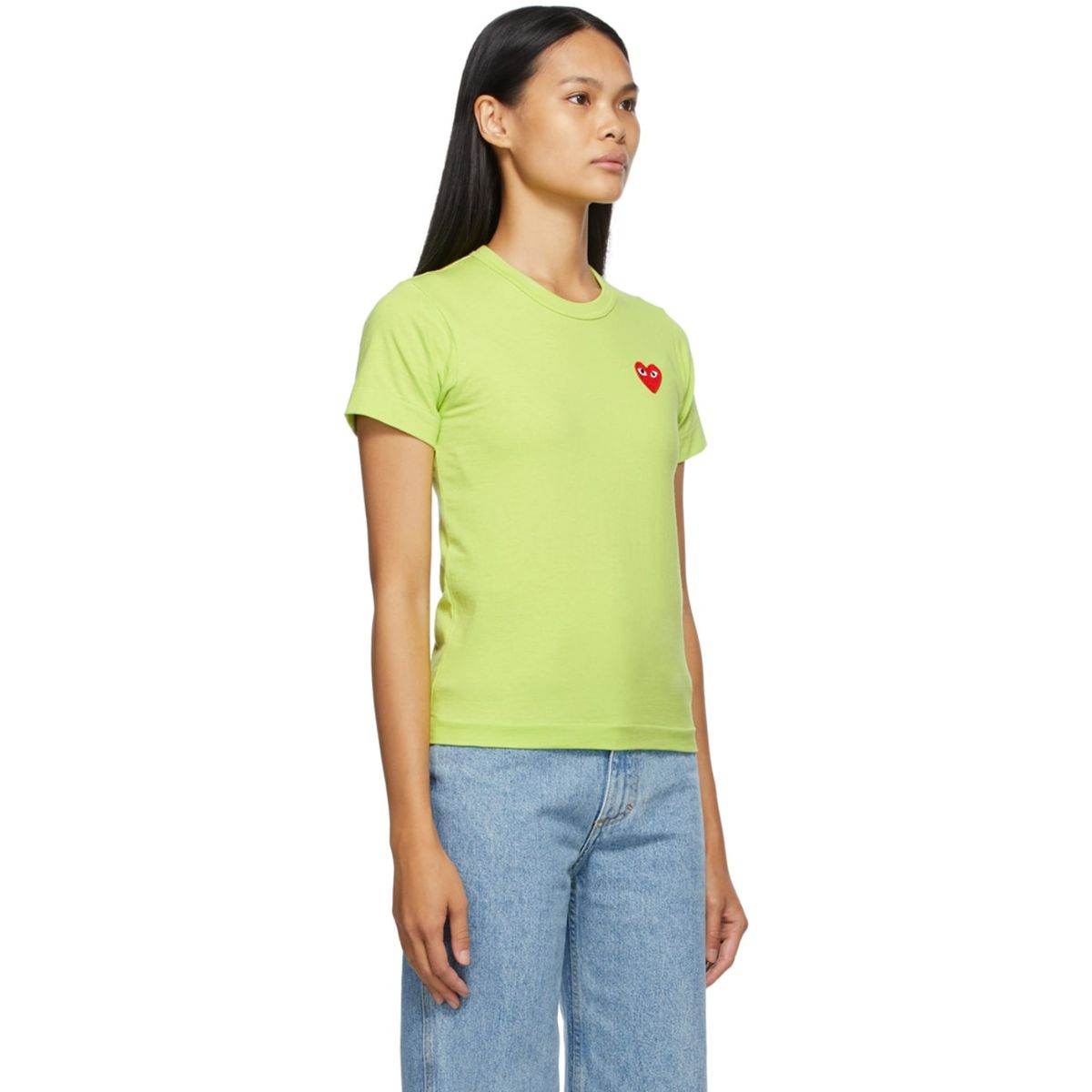 Comme Des Garcons Play Red Emblem T-shirt Green