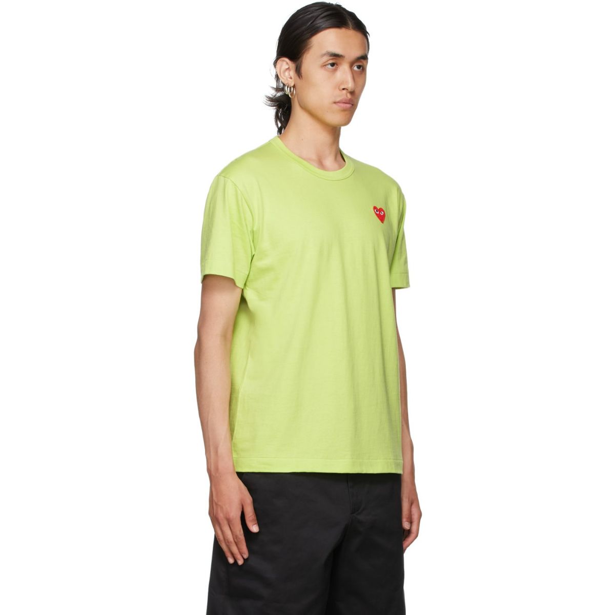 Comme Des Garcons Play Red Emblem T-shirt Green