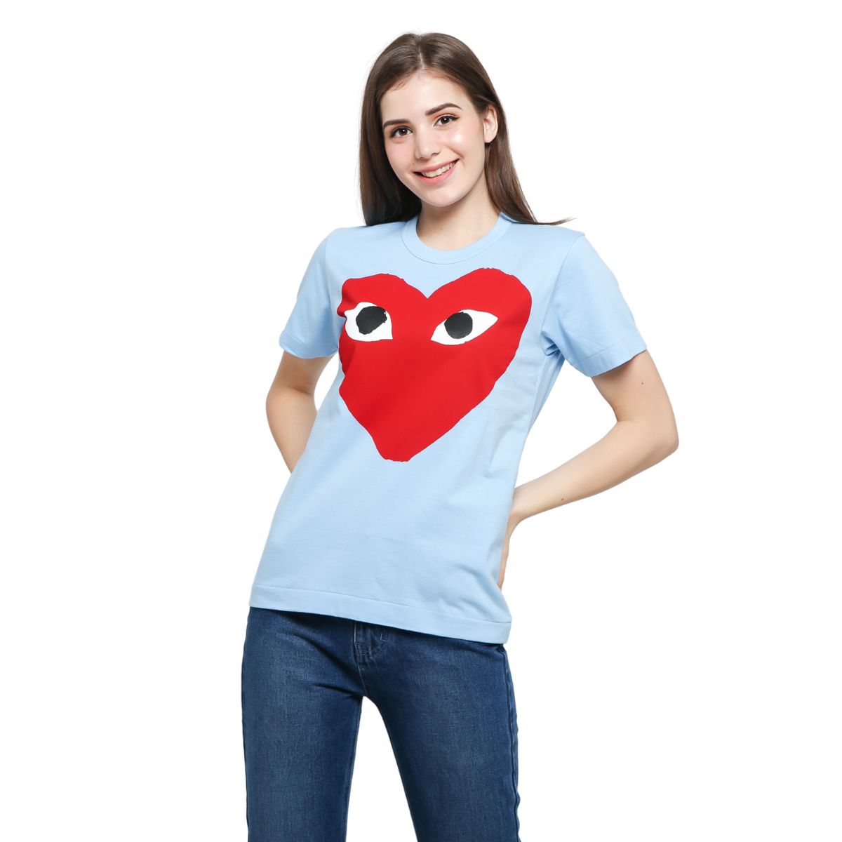 Comme De Garcons Play Red Big Heart T-shirt Blue