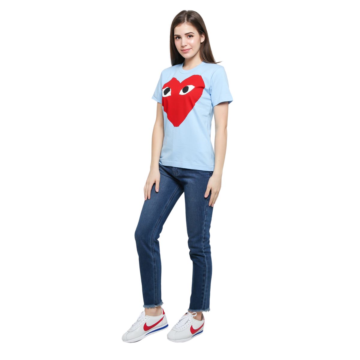 Comme De Garcons Play Red Big Heart T-shirt Blue