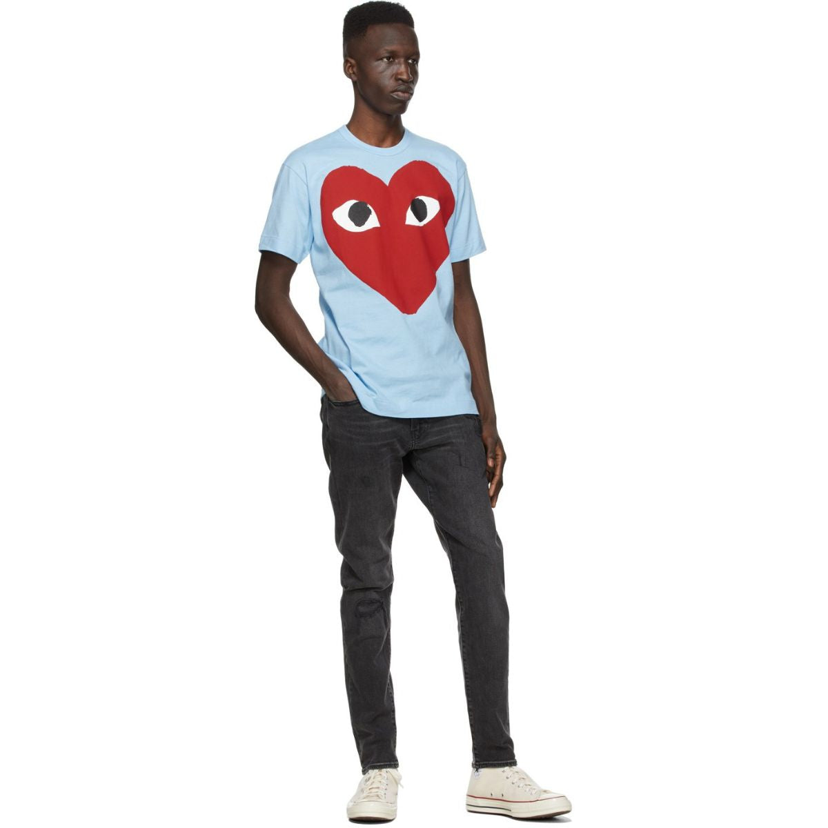 Comme De Garcons Play Red Big Heart T-shirt Blue