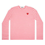 Comme De Garcons CDG Play Stripes Long Sleeve T-Shirt Pink