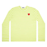 Comme Des Garcons Play Striped Green Long Sleeve T-Shirt