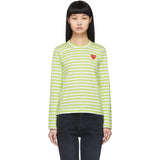 Comme Des Garcons Play Striped Green Long Sleeve T-Shirt