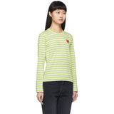 Comme Des Garcons Play Striped Green Long Sleeve T-Shirt