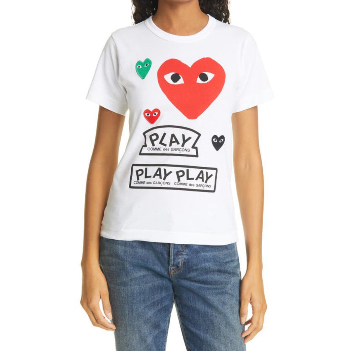 Comme Des Garcons Play Multiple Heart Printed T-shirt Men