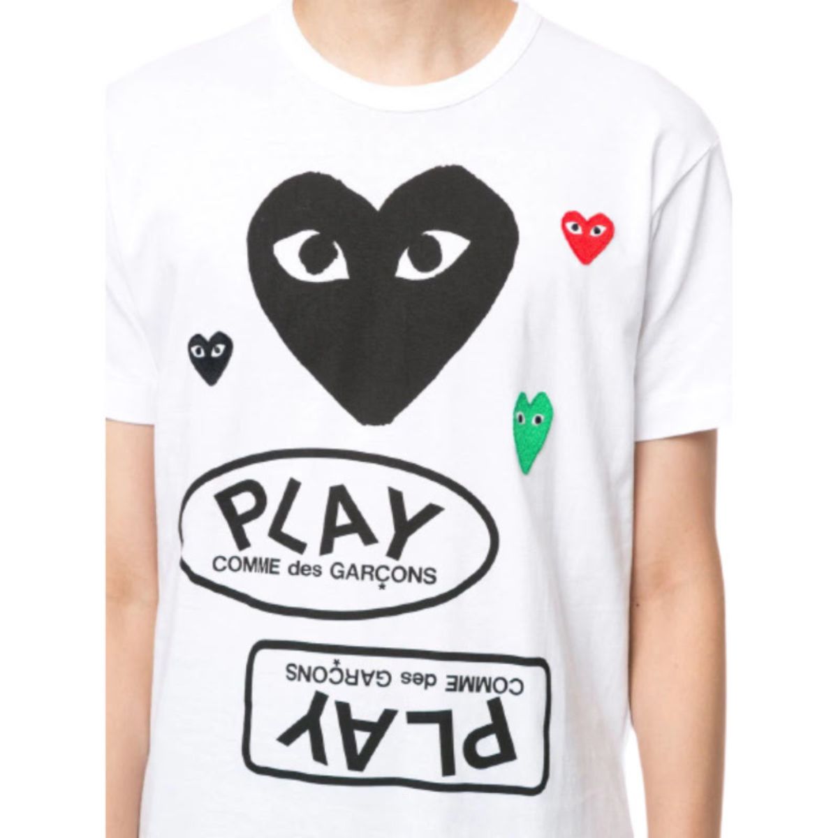 Comme Des Garcons Play Multiple Heart Black Printed T-shirt