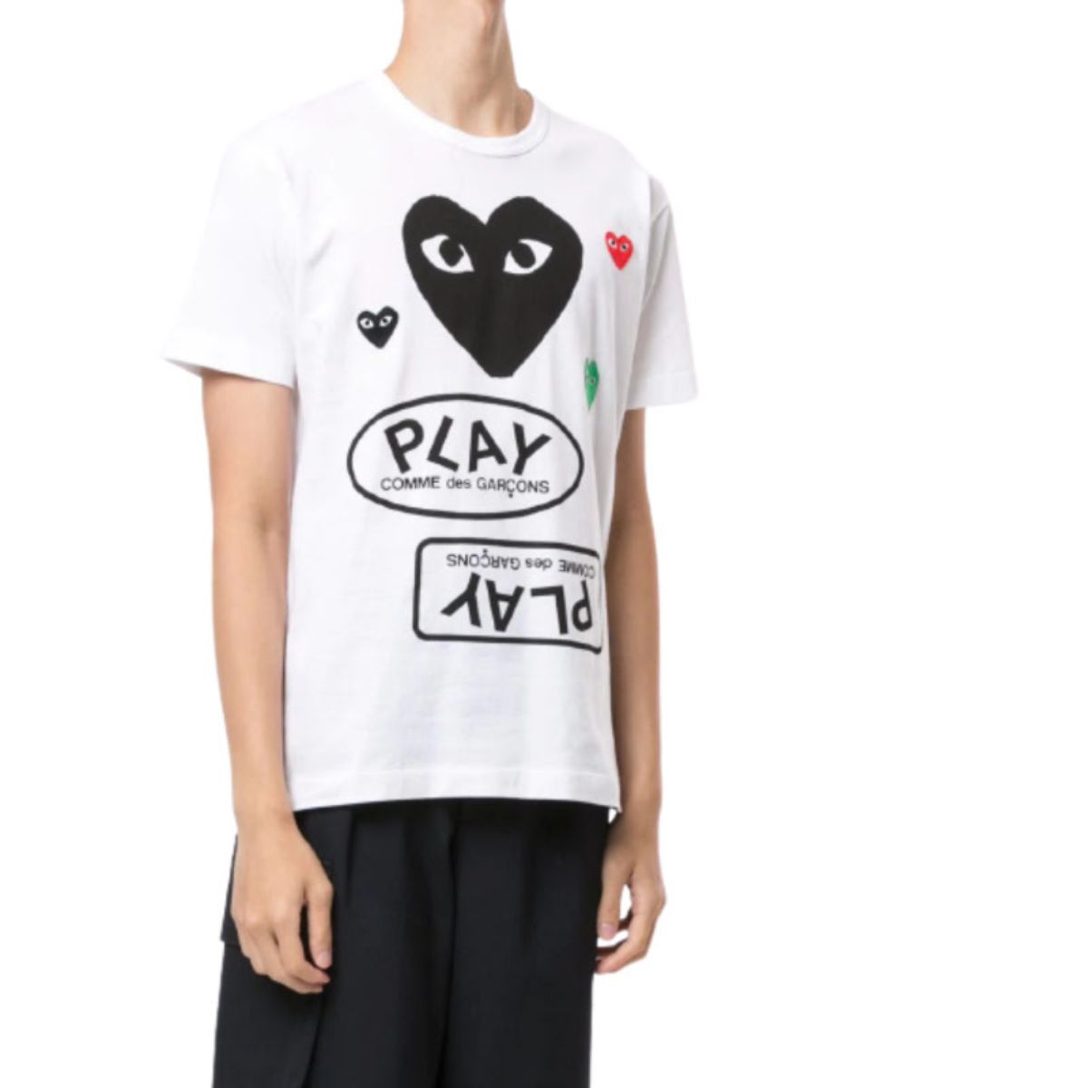 Comme Des Garcons Play Multiple Heart Black Printed T-shirt