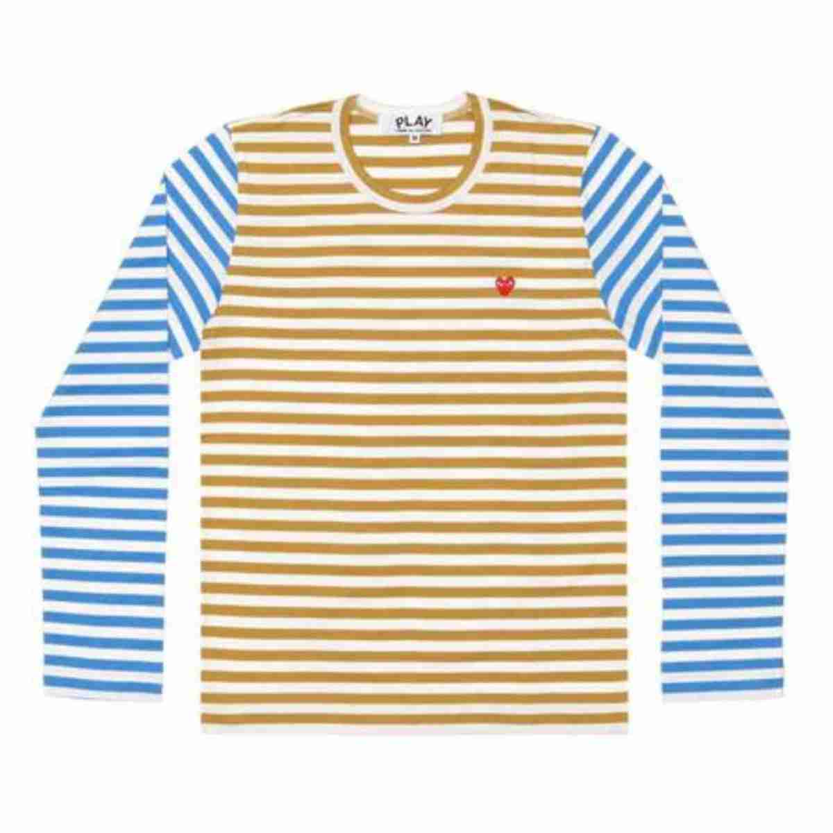 Comme Des Garçons Red Heart Striped Long Sleeve T-Shirt Women