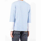 Comme Des Garçons Small Red Heart Striped Long Sleeve T-Shirt Blue White