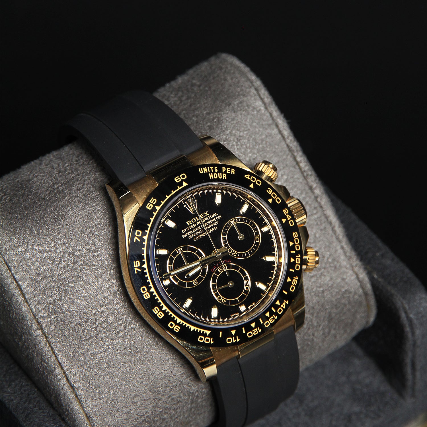 Daytona Yellow Gold Black Dial Oysterflex E+F '116518LN'