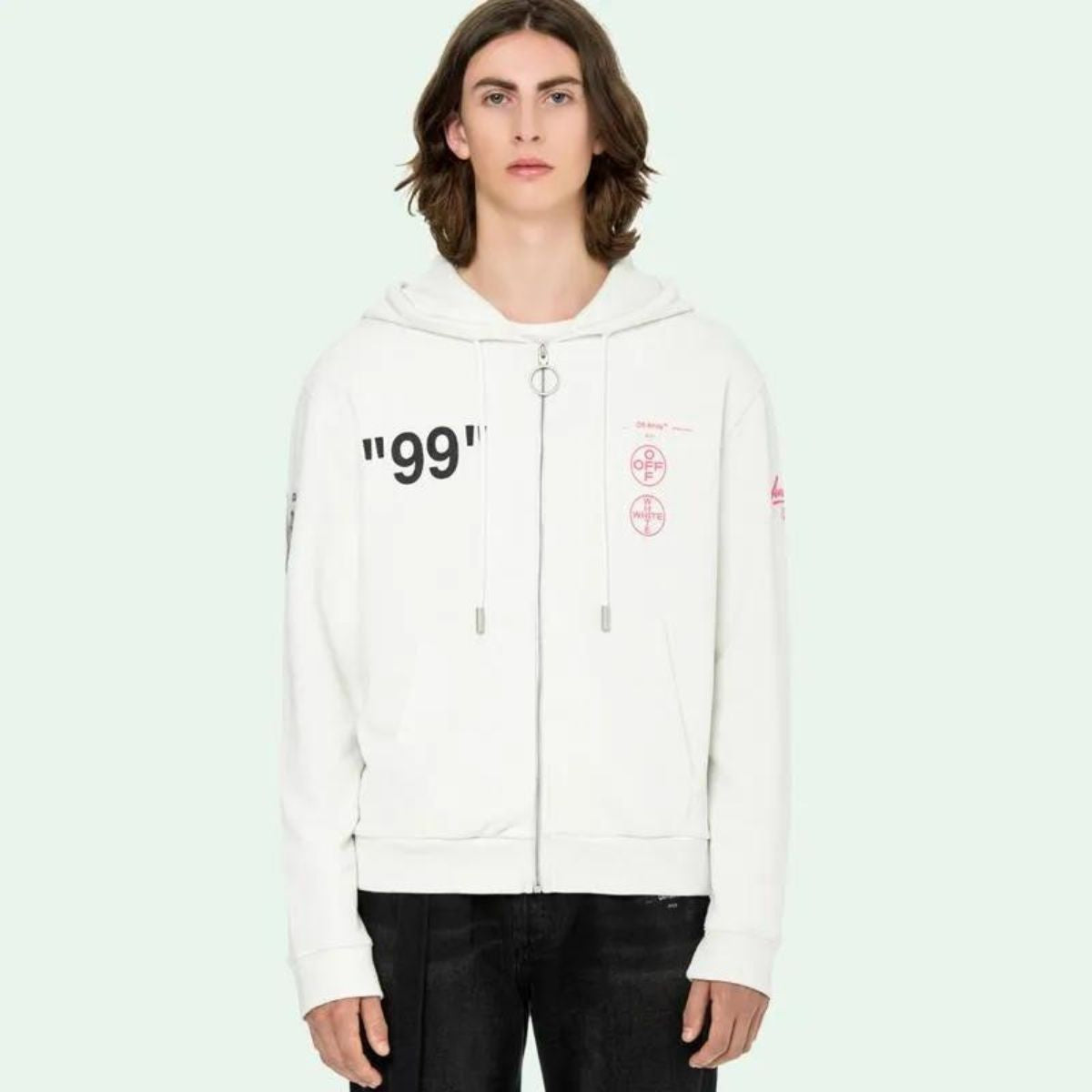 Off White Dondi Boat Zip Jaket Hoodie White