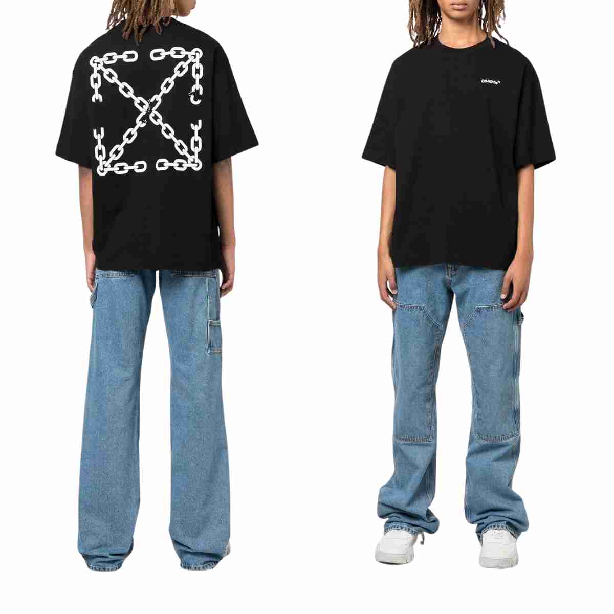 Off White Chain Arrow Over Skate T-shirt Black White