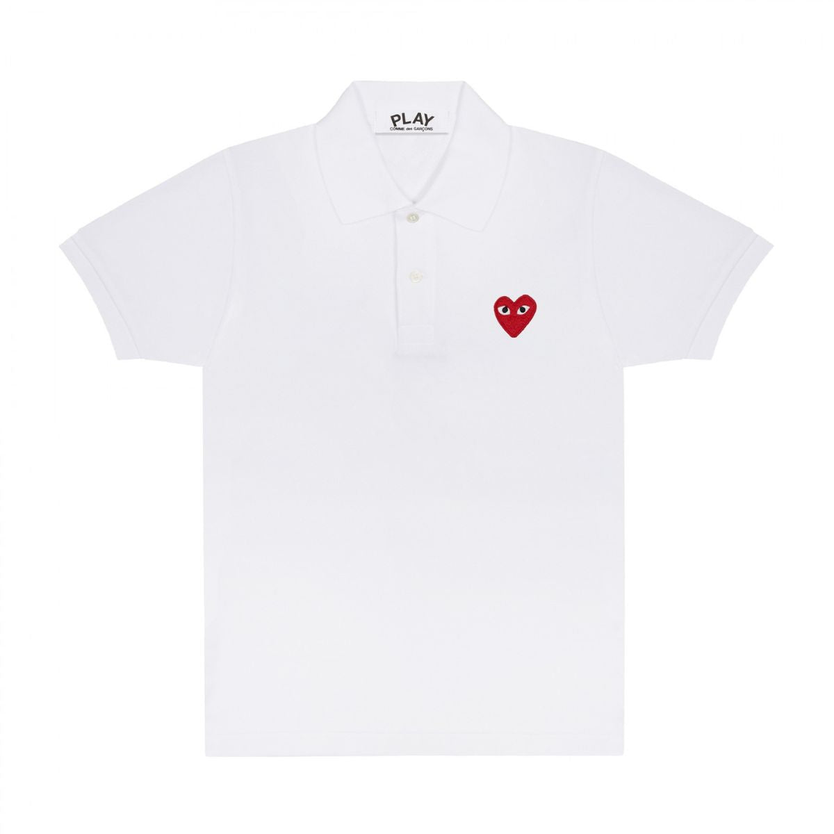 Comme Des Garcons CDG Play Red Emblem Polo White