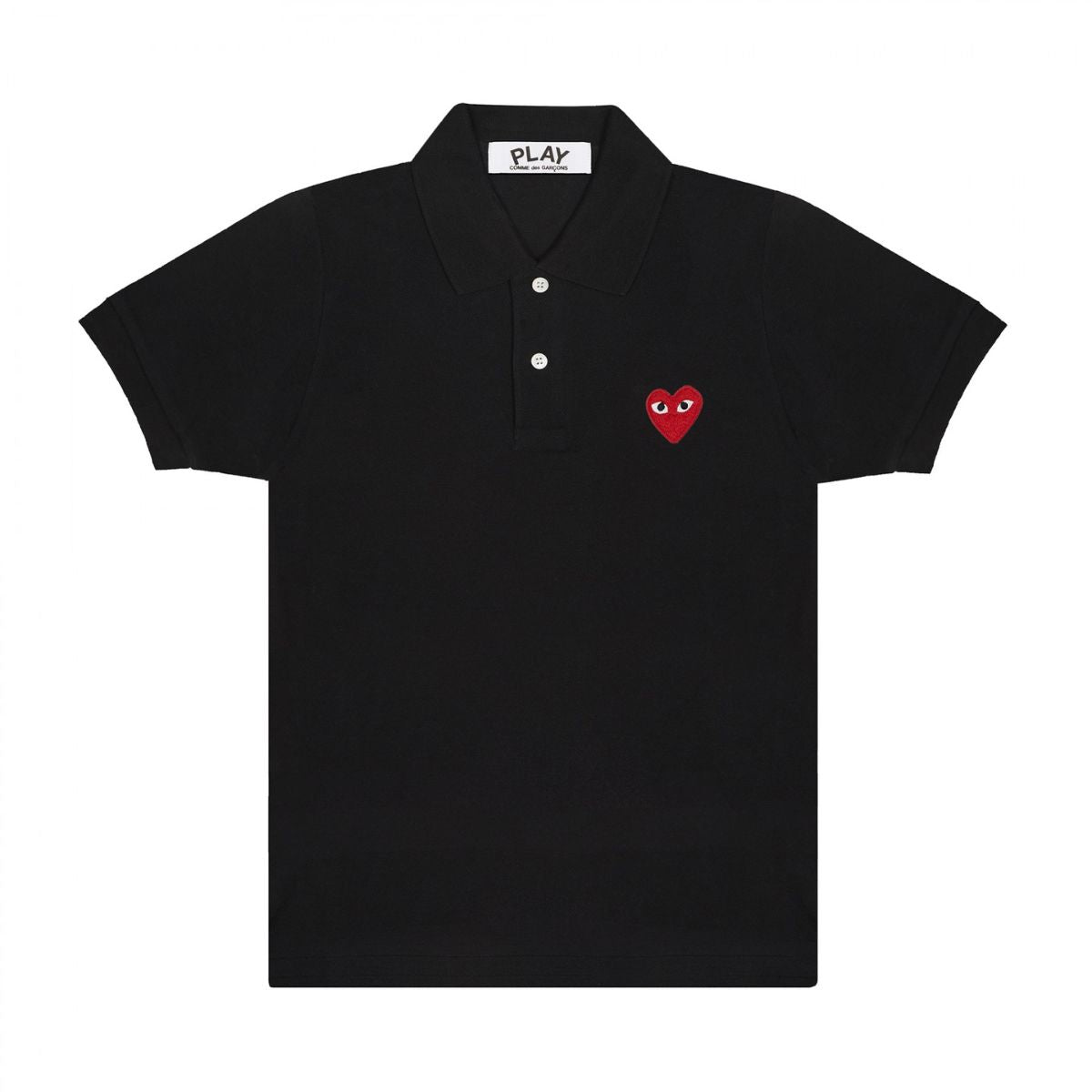 Comme Des Garcons CDG Play Red Emblem Polo Black