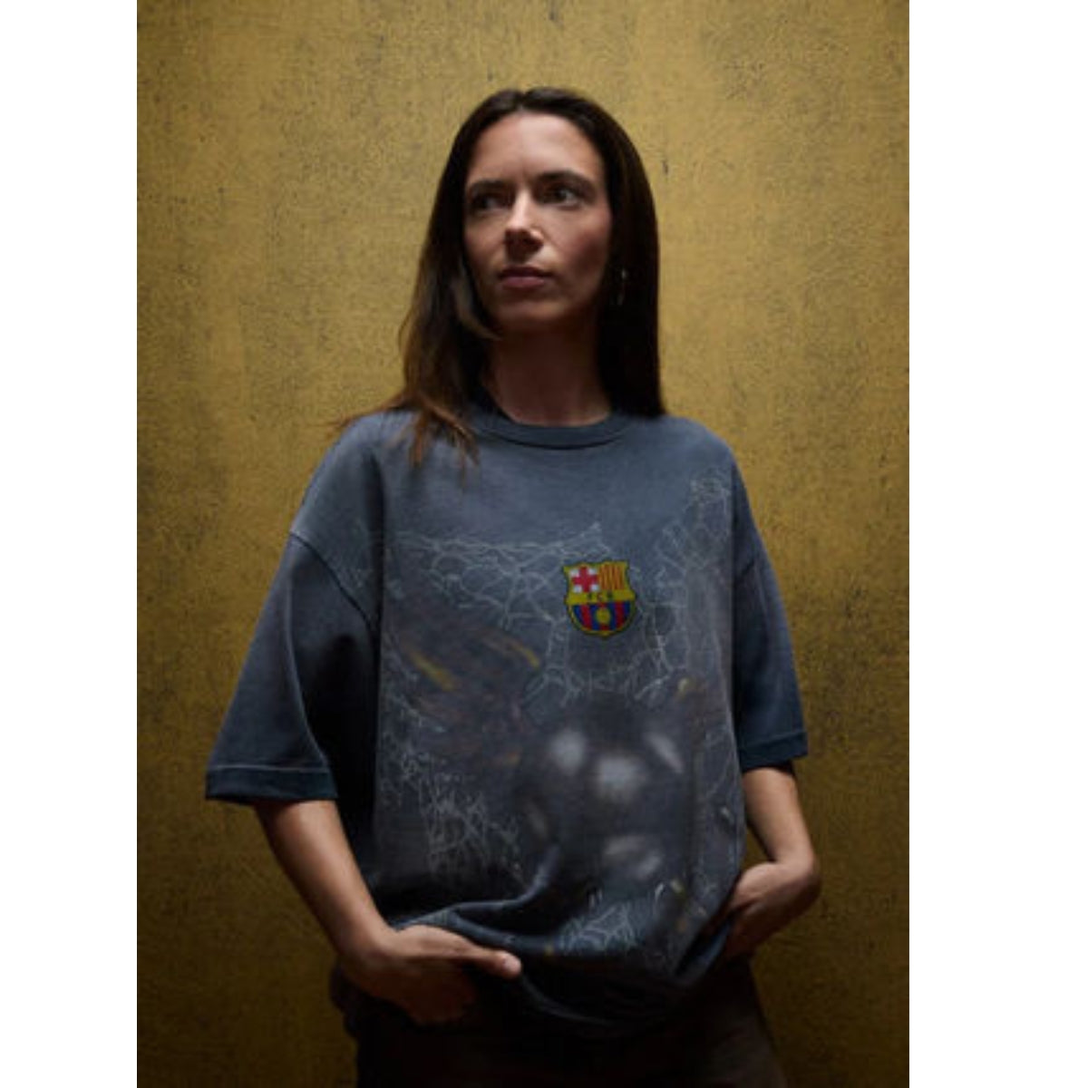 Travis Scott Cactus Jack x FCB Washed Spray Logo T-Shirt Black