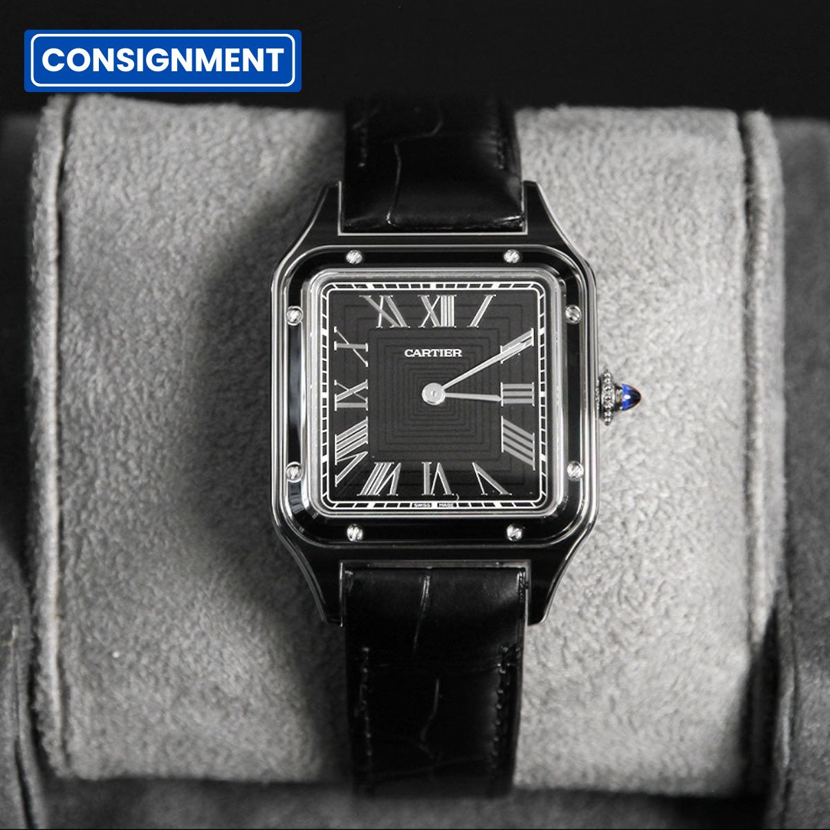Cartier 43 Santos Dumont Large Black Dial WSSA0046