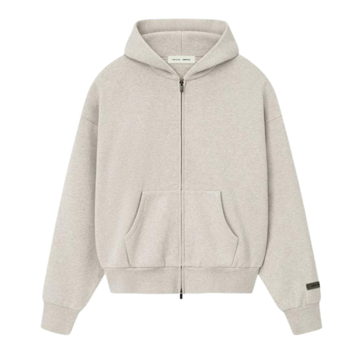 Fear of God Essentials Classic Fit Fleece Zip Hoodie Heather Stone